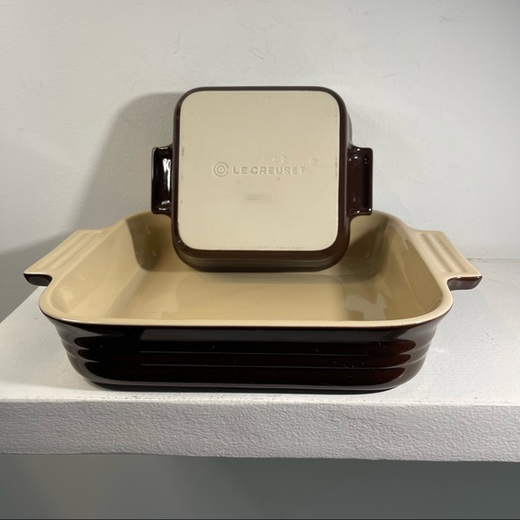 Le Creuset stoneware baking dish square set of 2 glazed finish 0648 and 0650 - Picture 9 of 14